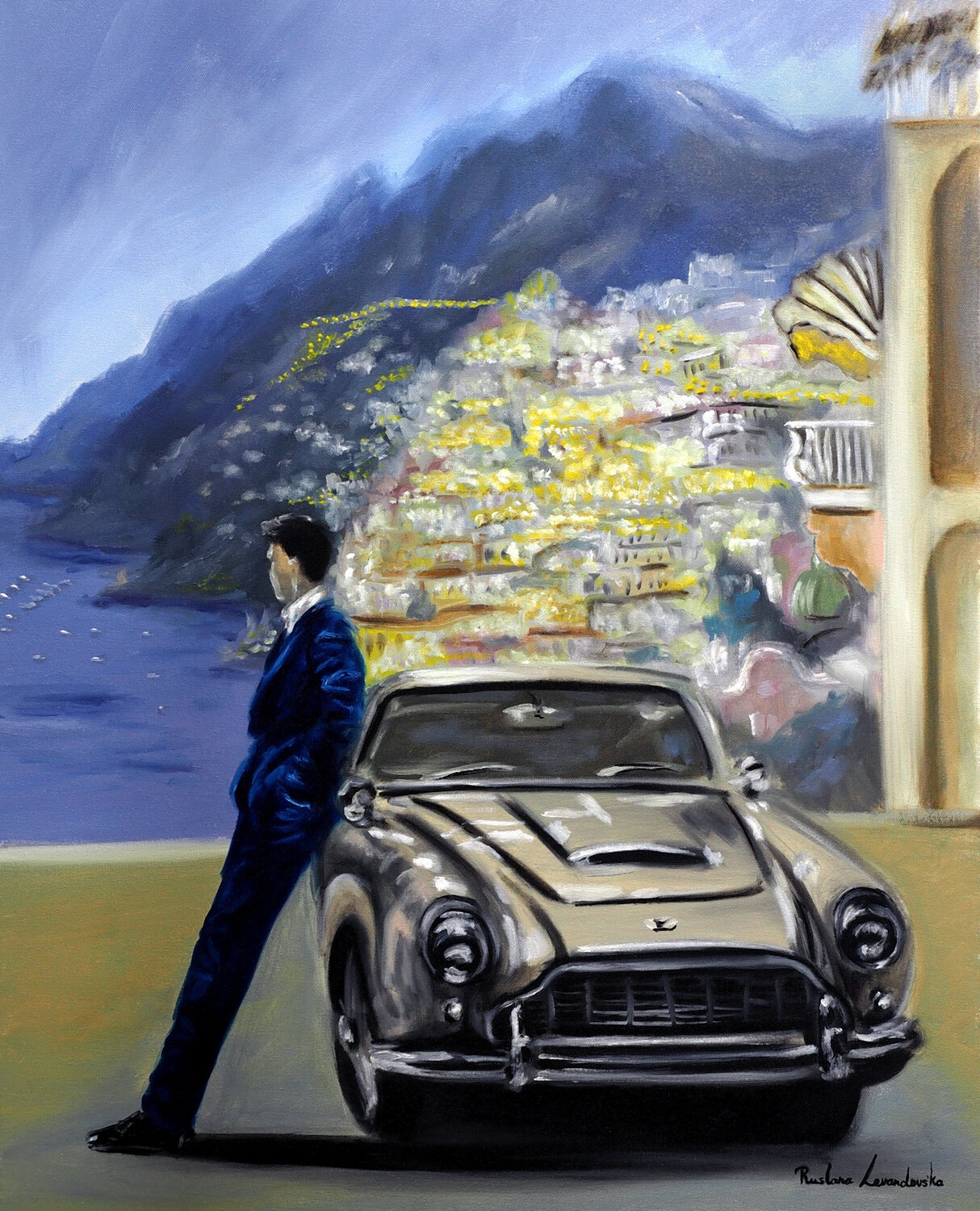 The Amalfi Coast Drive Ruslana Levandovska Original painting for sale
