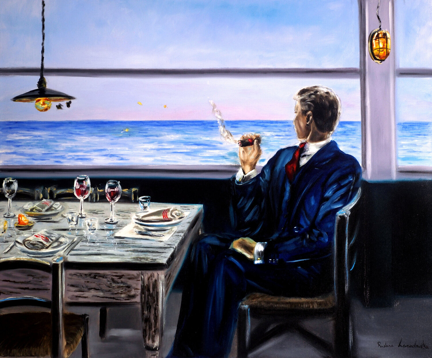 Dinner by the Sea Ruslana Levandovska Original painting for sale