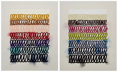 Script #7, 8 diptych (2 panels, each 100x80cm) by Astrid Stoeppel, Painting for Sale on Select