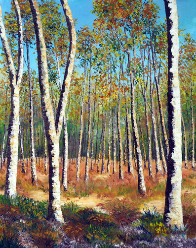 Arrivée de l'automne- Huile au couteau by Gyslaine Pachet Micheneau, Painting for Sale on Select