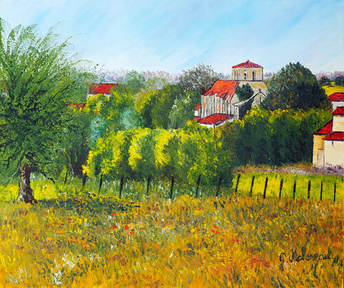 Village- Huile au couteau by Gyslaine Pachet Micheneau, Painting for Sale on Select