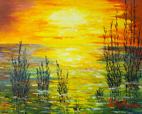 Dans l'ombre- Huile au couteau by Gyslaine Pachet Micheneau, Painting for Sale on Select