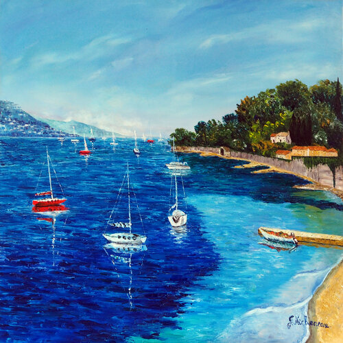 Sentier du littoral - Huile au couteau by Gyslaine Pachet Micheneau, Painting for Sale on Select