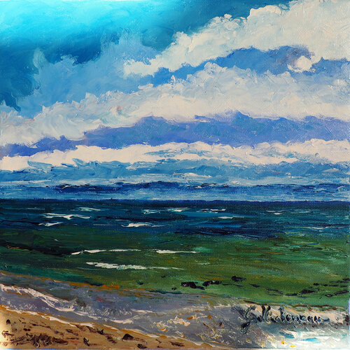Sous les nuages- Huile sur toile au couteau by Gyslaine Pachet Micheneau, Painting for Sale on Select