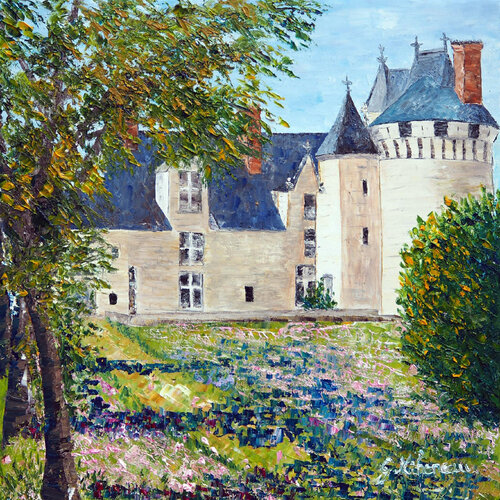 Un jour à Dissay- Huile au couteau by Gyslaine Pachet Micheneau, Painting for Sale on Select