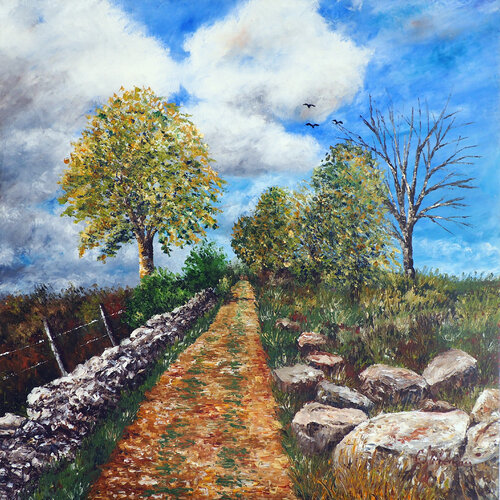 Carré de campagne- Huile au couteau by Gyslaine Pachet Micheneau, Painting for Sale on Select