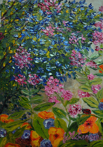 Coccinelle- Huile au couteau by Gyslaine Pachet Micheneau, Painting for Sale on Select