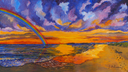 Rainbow- Huile au couteau by Gyslaine Pachet Micheneau, Painting for Sale on Select