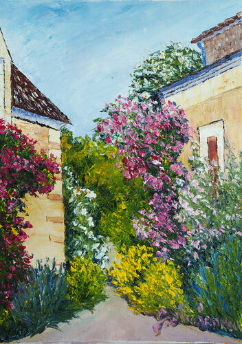 La rue- huile sur toile au couteau by Gyslaine Pachet Micheneau, Painting for Sale on Select