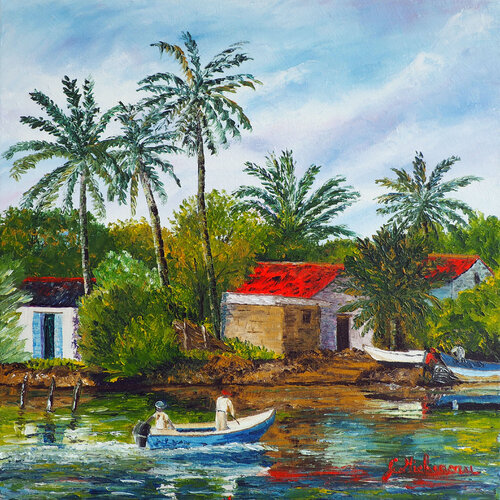 Arrivée au Sri Lanca by Gyslaine Pachet Micheneau, Painting for Sale on Select