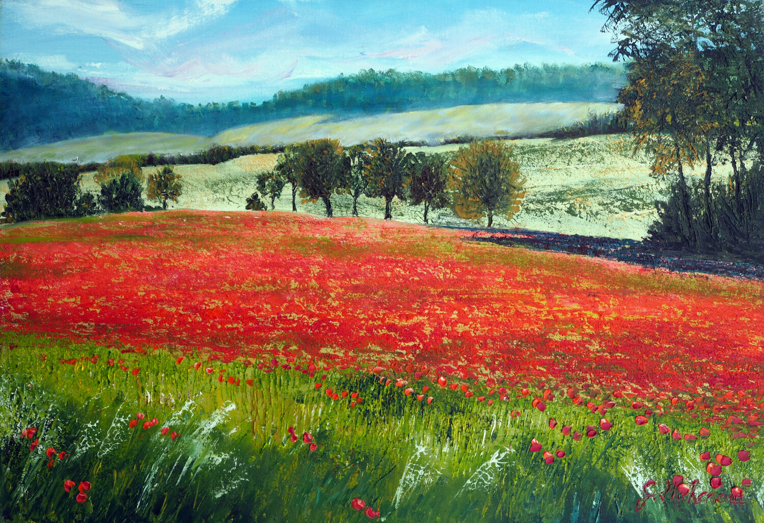 Champ d'été Gyslaine Pachet Micheneau Original painting for sale