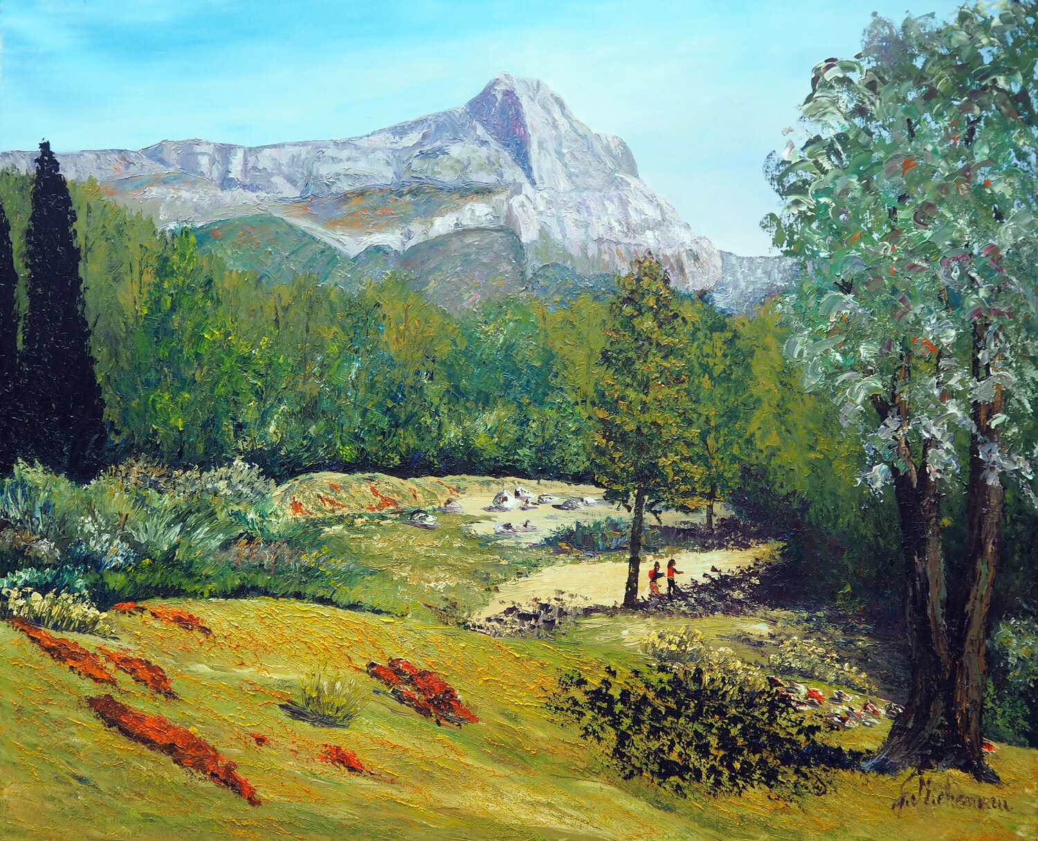 Sur les pas de Cézanne- Huile au couteau Gyslaine Pachet Micheneau Original painting for sale
