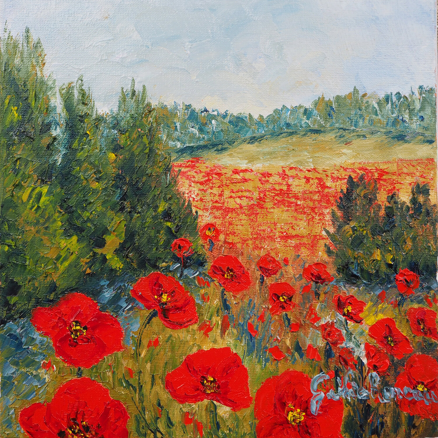 coulée rouges Gyslaine Pachet Micheneau Original painting for sale