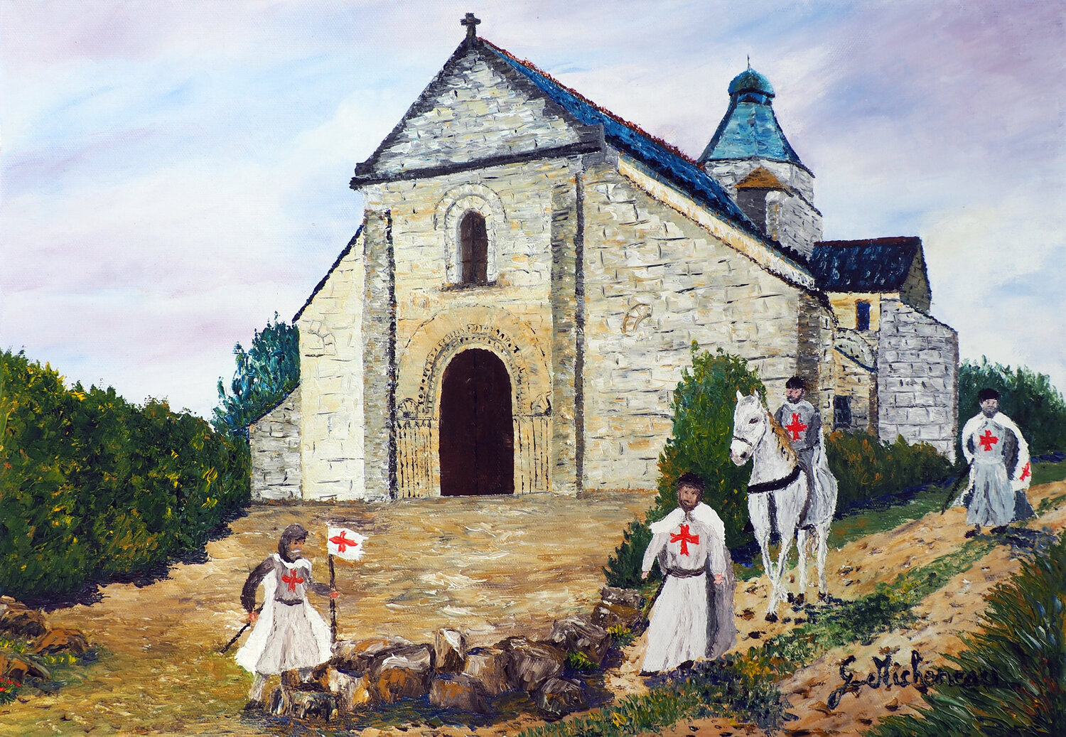 Chemin du retour -Huile au couteau Gyslaine Pachet Micheneau Original painting for sale