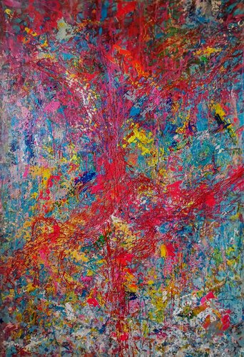 CRIMSON EXPLOSION by Andrés Rueda, Painting for Sale on Select