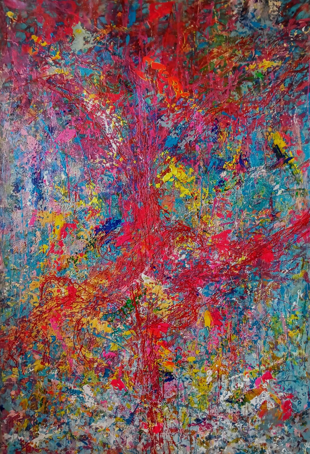 CRIMSON EXPLOSION Andrés Rueda Original painting for sale