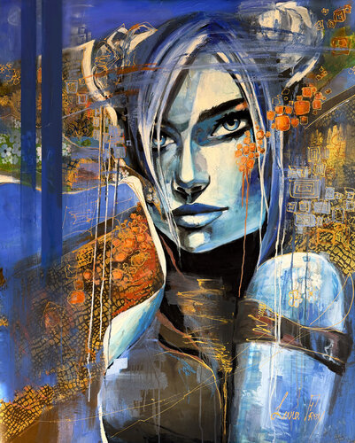 Flirting with Shades of Blue by Lana Frey, Painting for Sale on Select
