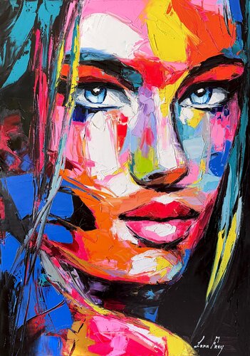 The woman behind the colors by Lana Frey, Painting for Sale on Select