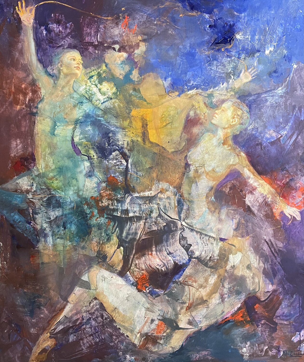 Los que cruzan el aire martha escondeur Original painting for sale