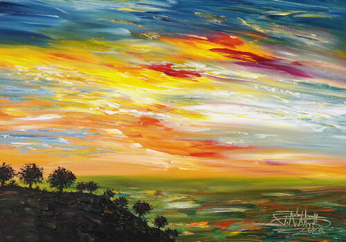 Romantic Evening Landscape S 2 by Peter Nottrott, Painting for Sale on Select
