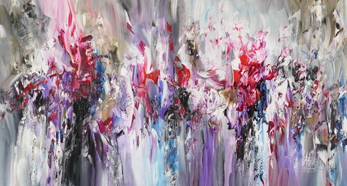 Magenta Black Symphony L 1 by Peter Nottrott, Painting for Sale on Select