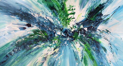 Turquoise Blue Waves L 2 by Peter Nottrott, Painting for Sale on Select