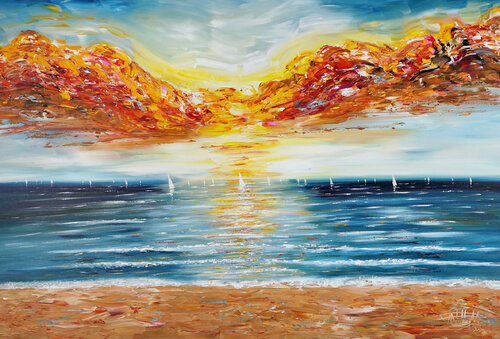 Seaside Sailing Holidays XL 4 by Peter Nottrott, Painting for Sale on Select