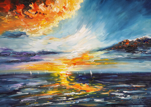 Beautiful Seascape Sunset M 3 by Peter Nottrott, Painting for Sale on Select