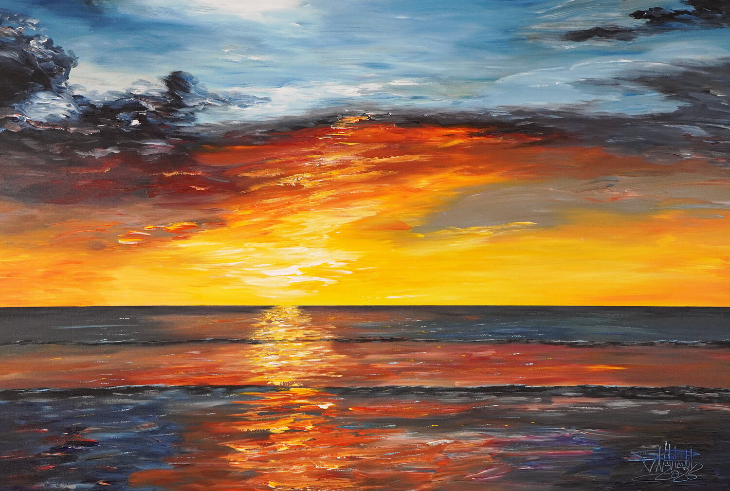 Clouds At Sunset XL 1 Peter Nottrott Original painting for sale
