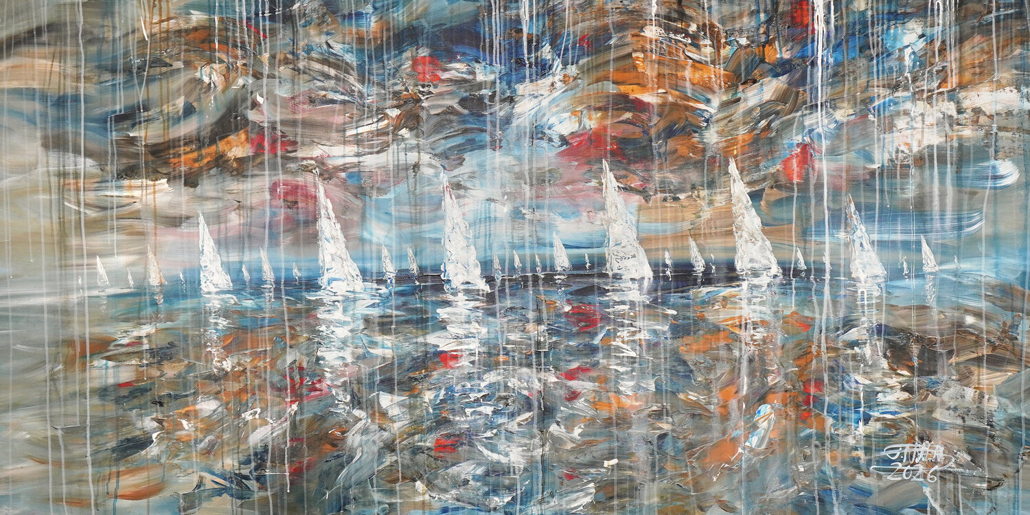 Stormy Sailing Far Away XXL 1 Peter Nottrott Original painting for sale