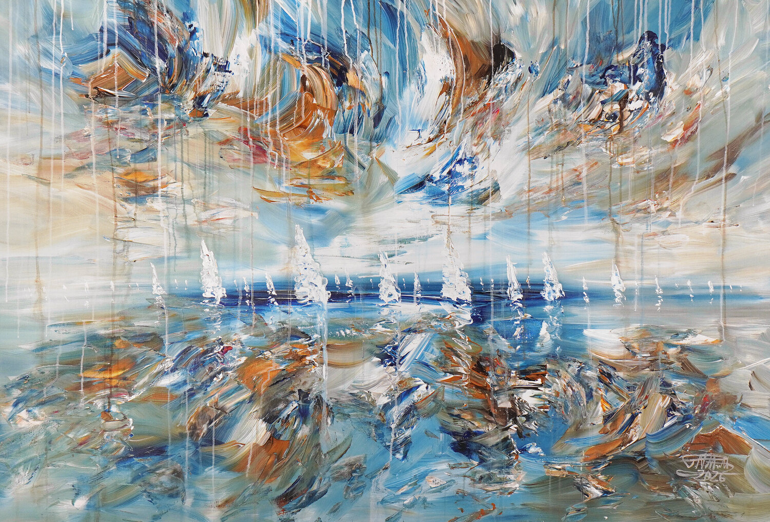 Sailing Far Away XL 4 Peter Nottrott Original painting for sale