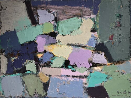 'Abstract composition. Green fields' by Olga Konoshchuk, Painting for Sale on Select
