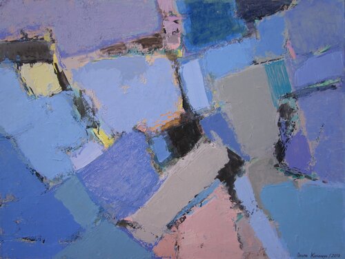 'Abstract composition. Blue fields' by Olga Konoshchuk, Painting for Sale on Select