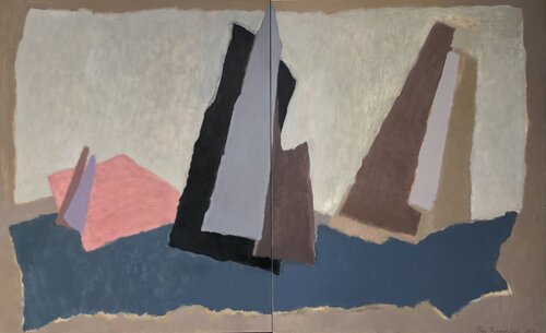 ‘Sailing Regatta. Silhouette ’ diptych by Olga Konoshchuk, Painting for Sale on Select