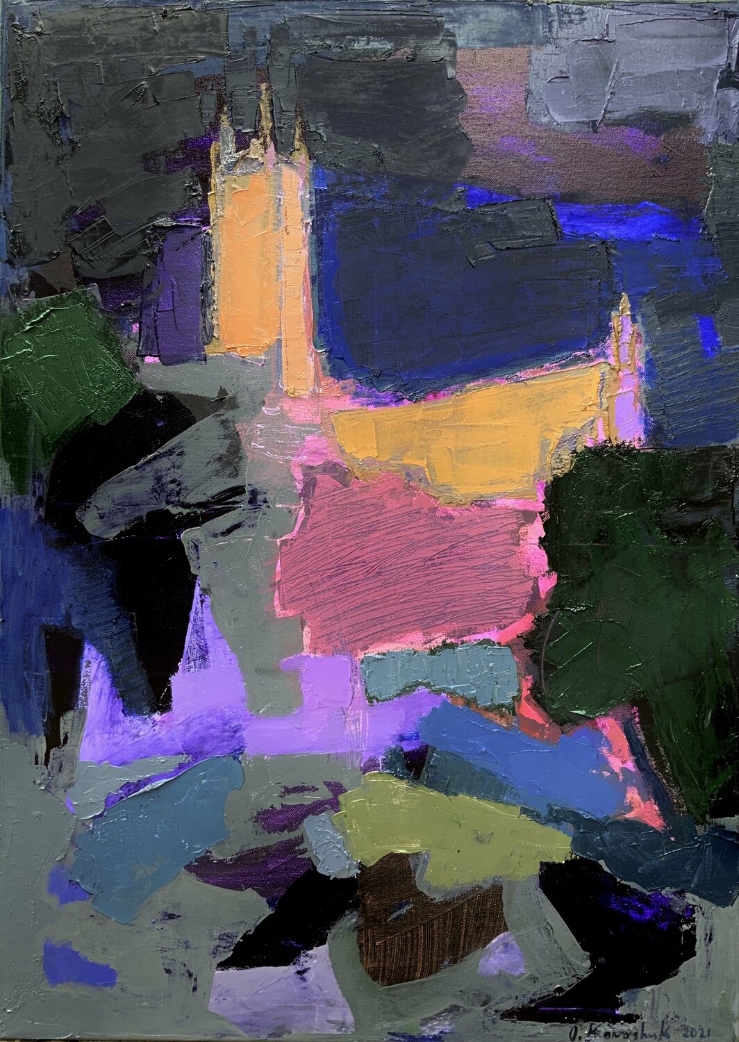 ‘St.Luke’s. Night’ Olga Konoshchuk Original painting for sale