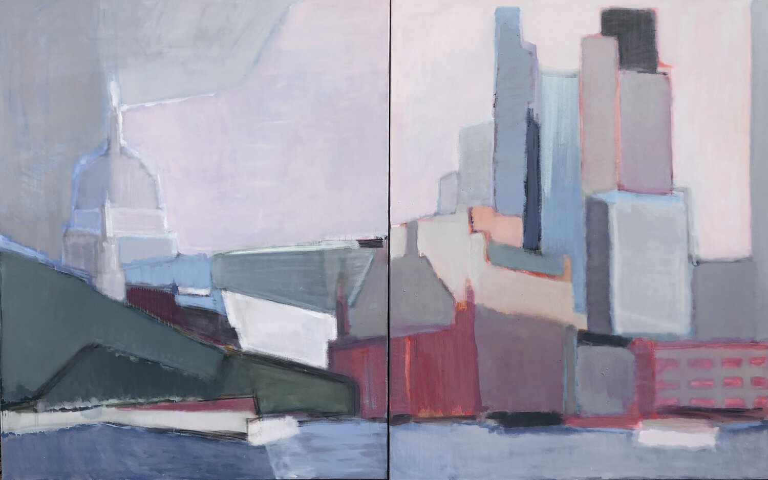 'Embankment. St. Paul’s Cathedral ‘diptych Olga Konoshchuk Original painting for sale