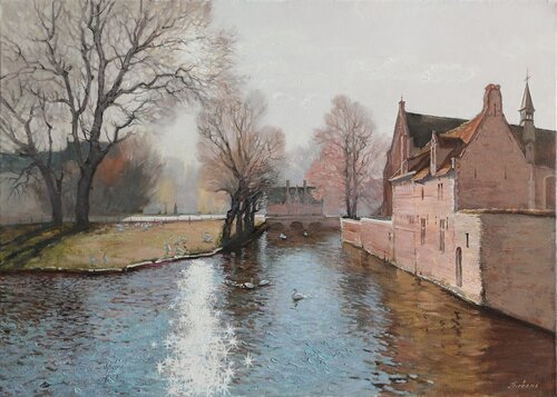 Bruges. Sunshiny Path by Elena Piven, Painting for Sale on Select
