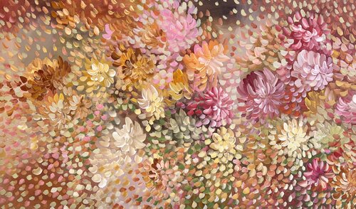 Fireworks of Blooming Petals by Theo Papathomas, Painting for Sale on Select