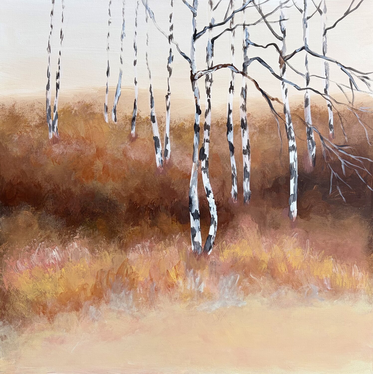 Silver Birches - Framed Theo Papathomas Original painting for sale
