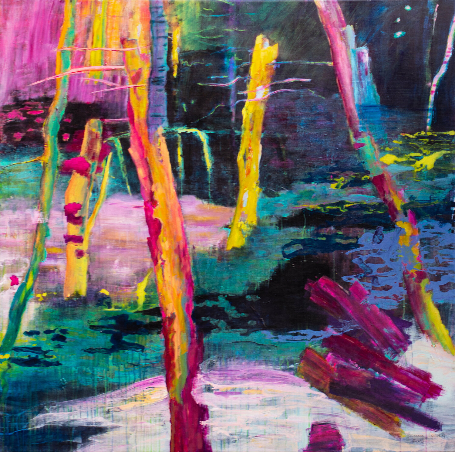 blattmagenta Hanne Karch Original painting for sale