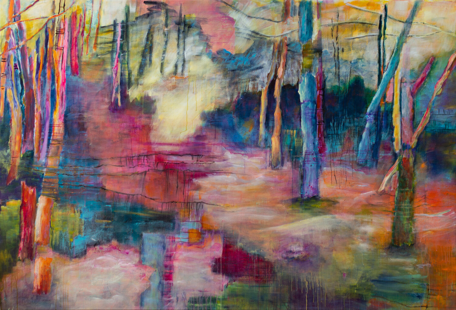 caminos rojos Hanne Karch Original painting for sale