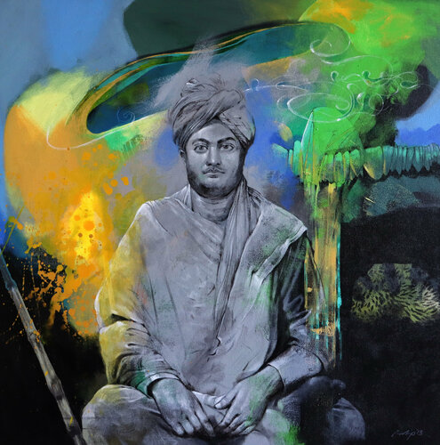 Swami Vivekananda by Pradip Sengupta, Painting for Sale on Select