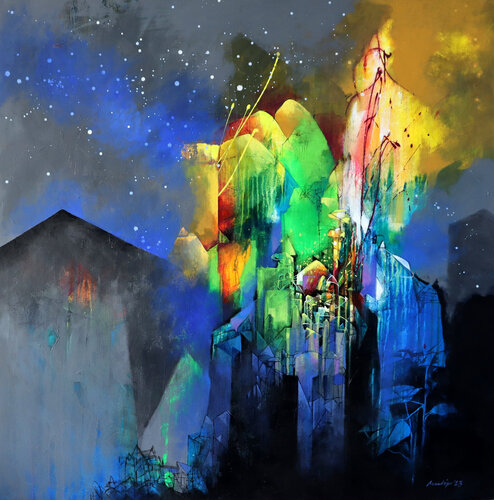 The mysterious light by Pradip Sengupta, Painting for Sale on Select