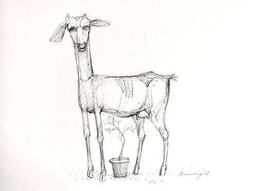 Expecting mother by Pradip Sengupta, Drawing for Sale on Select