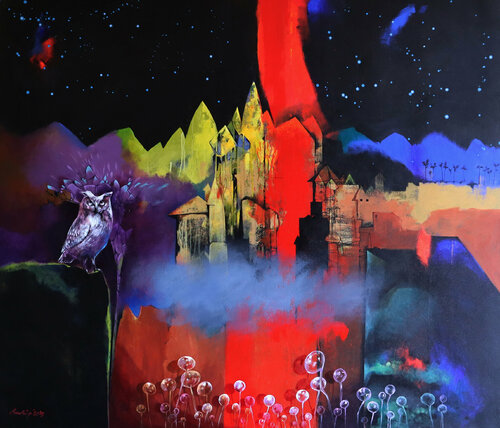 Night watch by Pradip Sengupta, Painting for Sale on Select