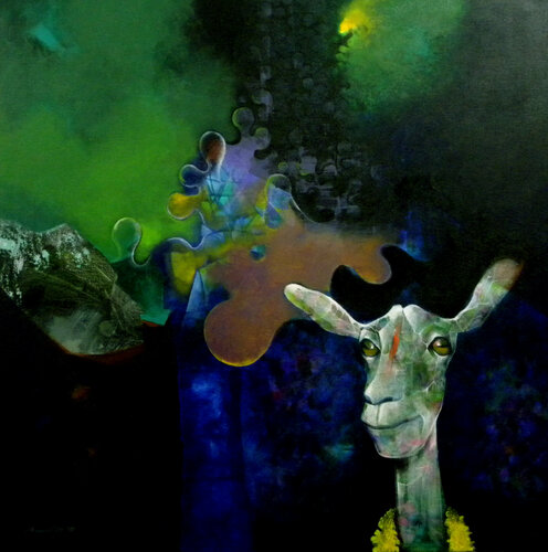 Plastic smile by Pradip Sengupta, Painting for Sale on Select