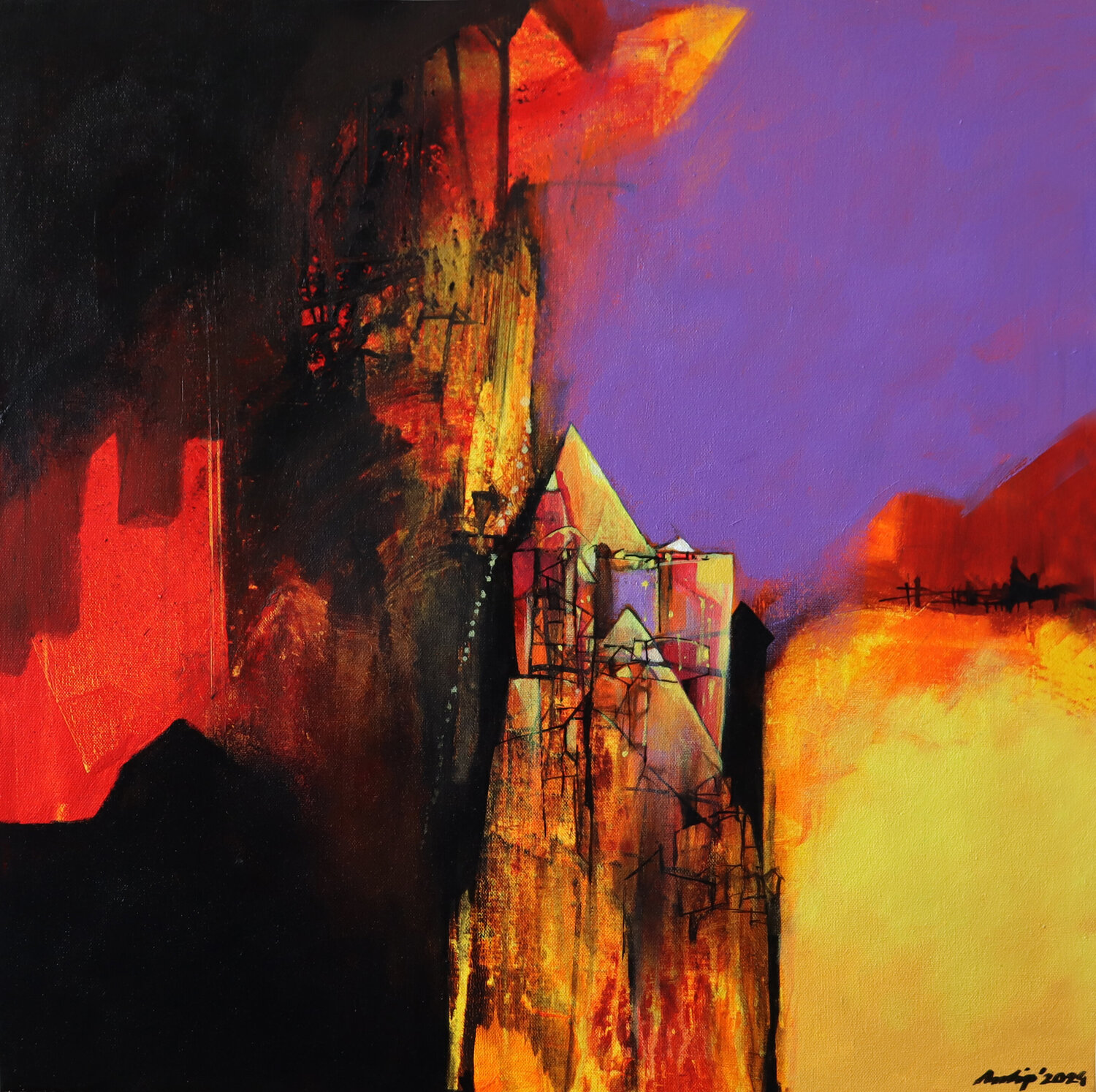 Twilight Rebirth Pradip Sengupta Original painting for sale