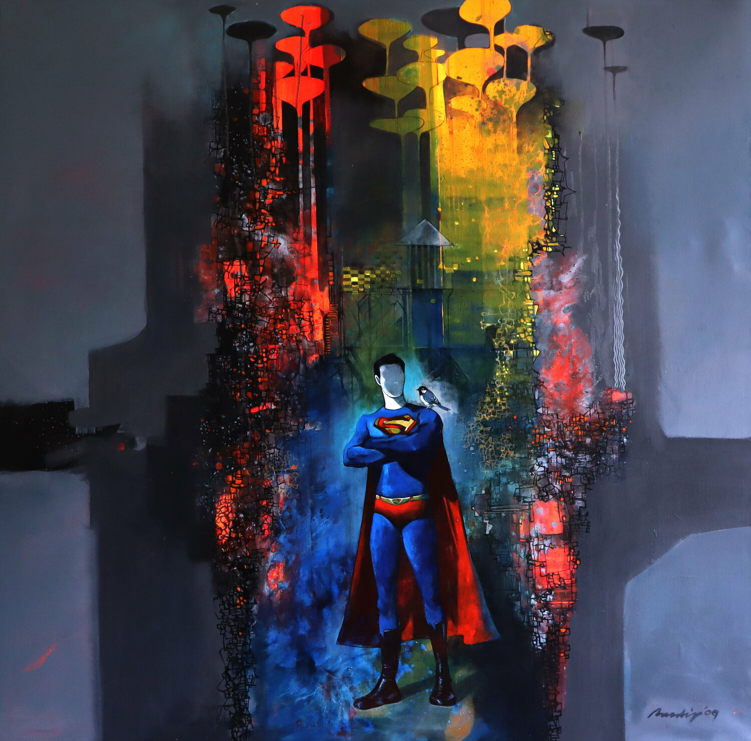 Superman Pradip Sengupta Original painting for sale