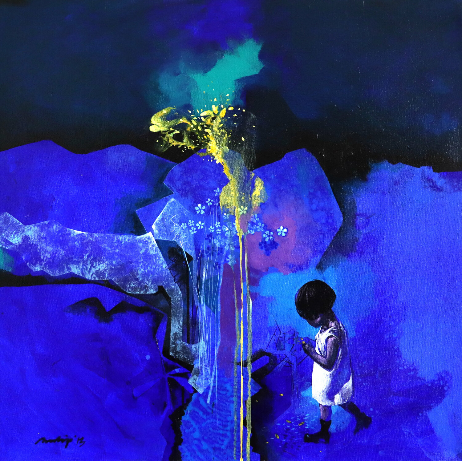 Searching  for the brightest one Pradip Sengupta Original painting for sale