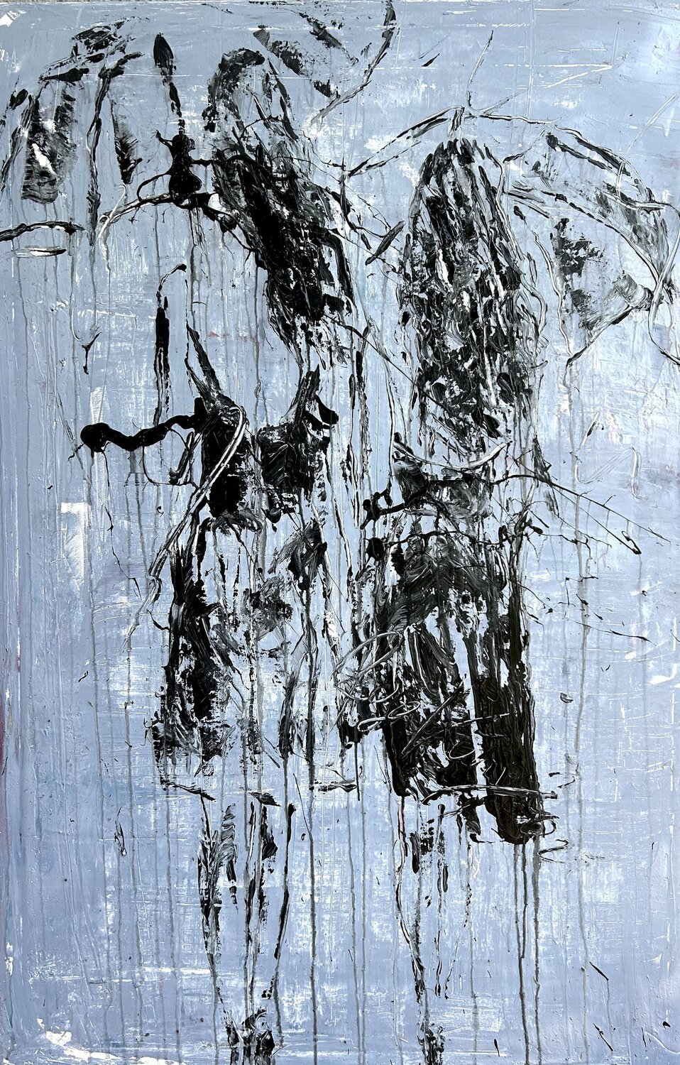 "girlfriends in the rain " RK42 Roger König Original painting for sale